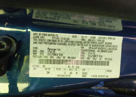 2012 Ford Focus Sel from USA, damaged, VIN 1FAHP3M2XCL453529